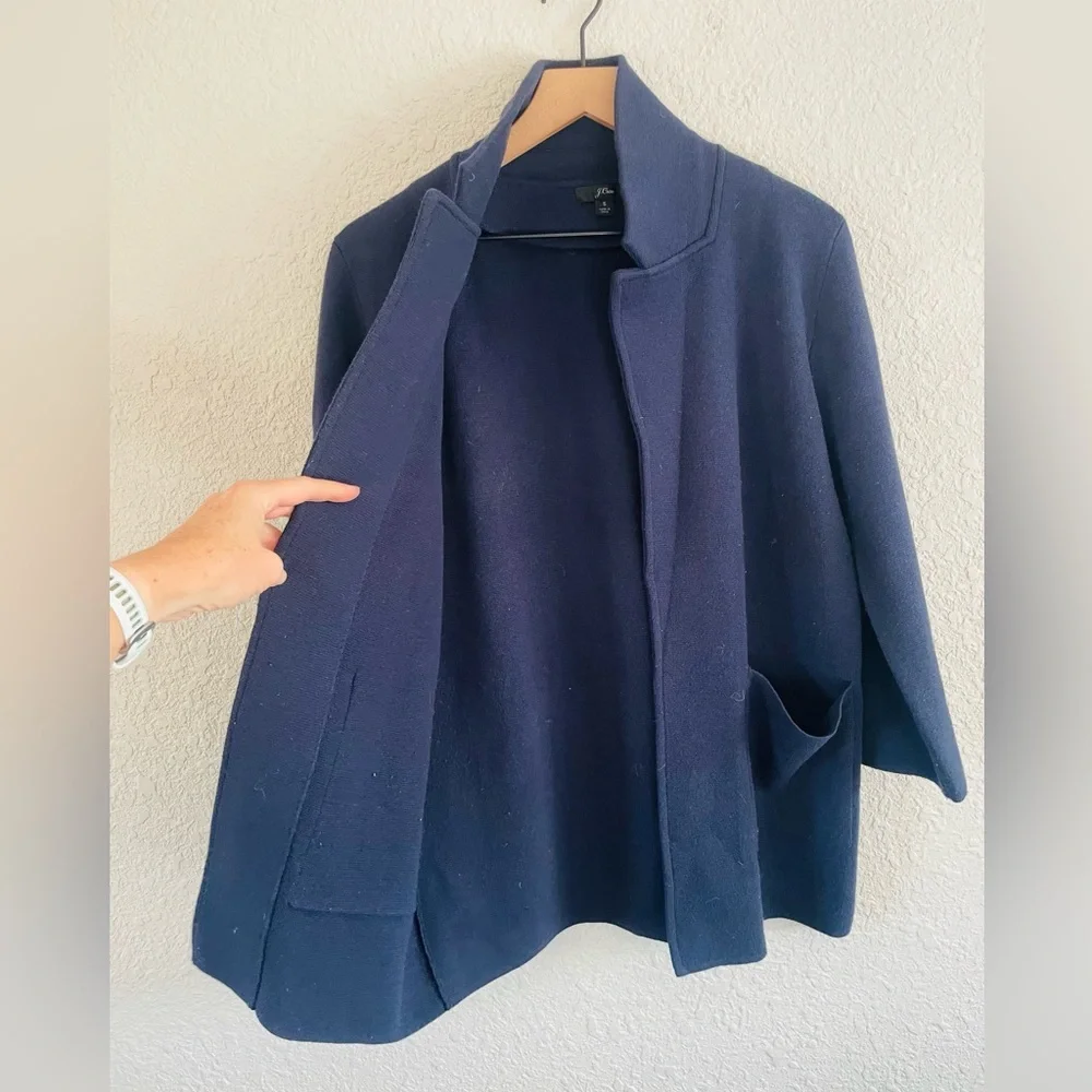 J. Crew Navy Blue Sweater Blazer Jacket